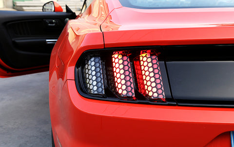 For Ford Mustang 2018 2019 2020 Rear Tail Light Lamp Honeycomb Sticker Vinyl Decal Trim, Car Exterior Accessories