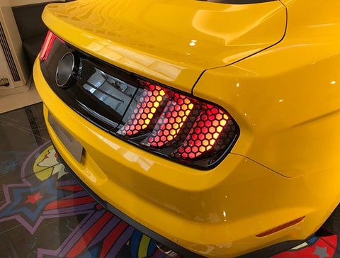 For Ford Mustang 2018 2019 2020 Rear Tail Light Lamp Honeycomb Sticker Vinyl Decal Trim, Car Exterior Accessories