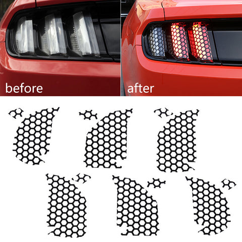 For Ford Mustang 2018 2019 2020 Rear Tail Light Lamp Honeycomb Sticker Vinyl Decal Trim, Car Exterior Accessories