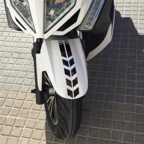 Die-Cut Motorcycle Reflective Stickers Wheel on Fender Safety Warning Arrow Tape Decals (Black)