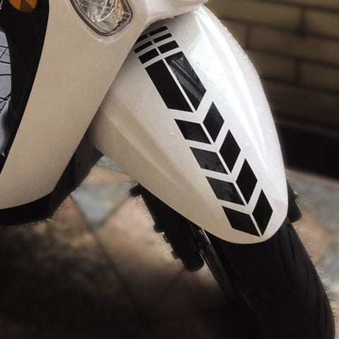 Die-Cut Motorcycle Reflective Stickers Wheel on Fender Safety Warning Arrow Tape Decals (Black)