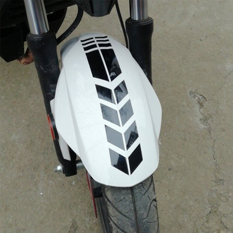 Die-Cut Motorcycle Reflective Stickers Wheel on Fender Safety Warning Arrow Tape Decals (Black)