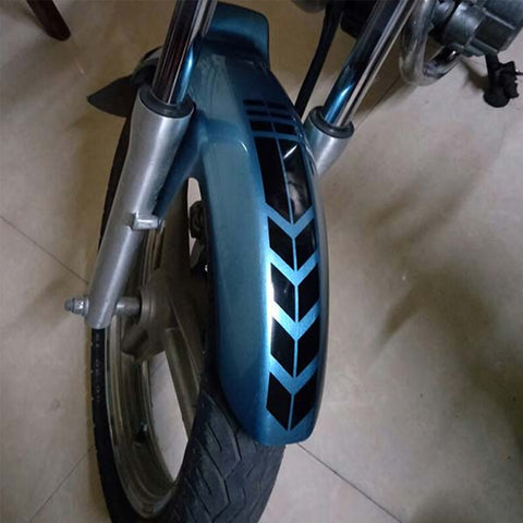 Die-Cut Motorcycle Reflective Stickers Wheel on Fender Safety Warning Arrow Tape Decals (Black)