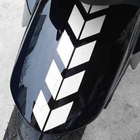 Racing Sport Reflective Motorcycle Front Fender Decals Stickers Universal Motorcycle Decals Arrow Graphics Silver White