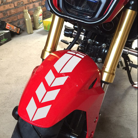 Racing Sport Reflective Motorcycle Front Fender Decals Stickers Universal Motorcycle Decals Arrow Graphics Silver White