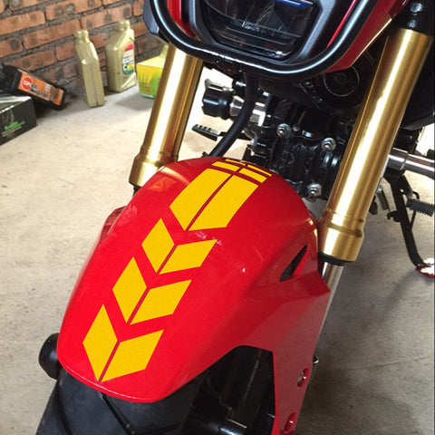 Racing Vinyl Reflective Pre-Cut Front Wheel on Fender Decals Stickers Motorcycle Decals Arrow Style Graphics Yellow Color