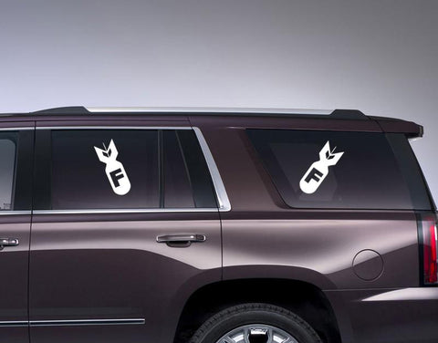 3pcs White Vehicle F-Bomb Logo Funny Window Laptop Decal Vinyl Stickers
