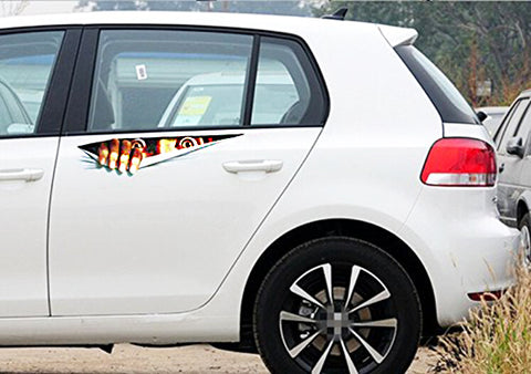 1x Large 3D Eyes Peeking Monster Thriller Funny Car Body Tattoo Sticker Decal Halloween Party For Car window door rear trunk or latop etc