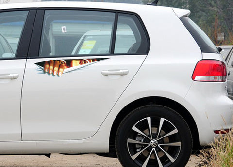 1x Large 3D Eyes Peeking Monster Thriller Funny Car Body Tattoo Sticker Decal Halloween Party For Car window door rear trunk or latop etc