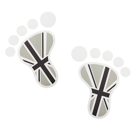 2x 3D Black Union Jack UK Foot Decal Stickers for Mini Cooper S R56 R57 R58 R59 R60 Window Trunk Door etc