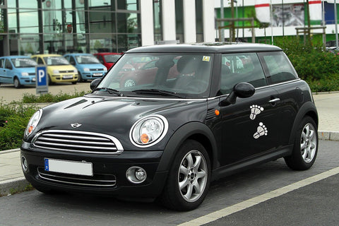 2x 3D Black Union Jack UK Foot Decal Stickers for Mini Cooper S R56 R57 R58 R59 R60 Window Trunk Door etc