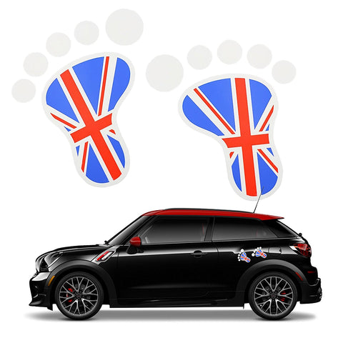 2x 3D Black Union Jack UK Foot Decal Stickers for Mini Cooper S R56 R57 R58 R59 R60 Window Trunk Door etc