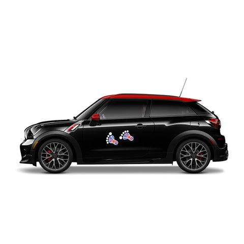 2x 3D Black Union Jack UK Foot Decal Stickers for Mini Cooper S R56 R57 R58 R59 R60 Window Trunk Door etc