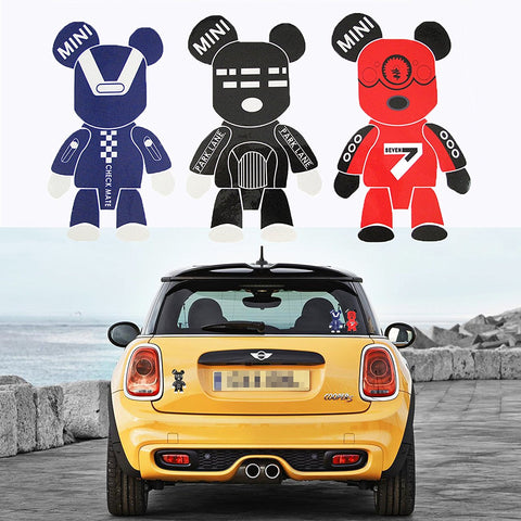 3 Pcs Mini Cooper Cute Cool Gloomy Bears Robot Red Black Blue Exclusive Car Window Reflective Decals Stickers For Car Truck Window Trunk Door or Laptop refrigerator
