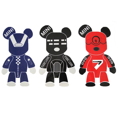 3 Pcs Mini Cooper Cute Cool Gloomy Bears Robot Red Black Blue Exclusive Car Window Reflective Decals Stickers For Car Truck Window Trunk Door or Laptop refrigerator