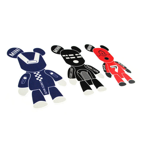 3 Pcs Mini Cooper Cute Cool Gloomy Bears Robot Red Black Blue Exclusive Car Window Reflective Decals Stickers For Car Truck Window Trunk Door or Laptop refrigerator