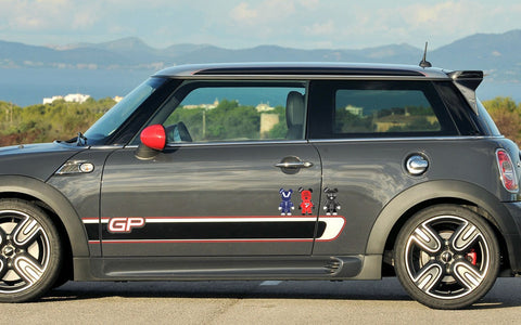 3 Pcs Mini Cooper Cute Cool Gloomy Bears Robot Red Black Blue Exclusive Car Window Reflective Decals Stickers For Car Truck Window Trunk Door or Laptop refrigerator