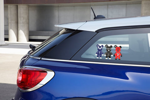 3 Pcs Mini Cooper Cute Cool Gloomy Bears Robot Red Black Blue Exclusive Car Window Reflective Decals Stickers For Car Truck Window Trunk Door or Laptop refrigerator