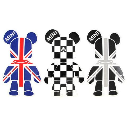 3 Pcs Mini Cooper Cute Cool Gloomy Bears Robot Red Black Blue Exclusive Car Window Reflective Decals Stickers For Car Truck Window Trunk Door or Laptop refrigerator