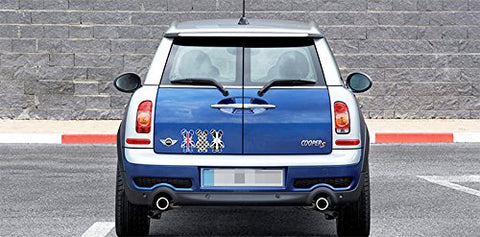 3 Pcs Mini Cooper Cute Cool Gloomy Bears Robot Red Black Blue Exclusive Car Window Reflective Decals Stickers For Car Truck Window Trunk Door or Laptop refrigerator