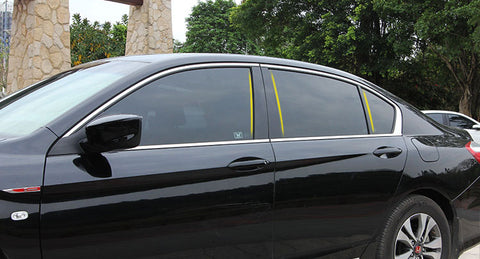 6pcs Glossy Black Exterior Window Pillar Posts Molding Overlay Pre-Cut Side Door Trim Piano Cover Trims For Honda Accord Sedan 2008 2009 2010 2011 2012