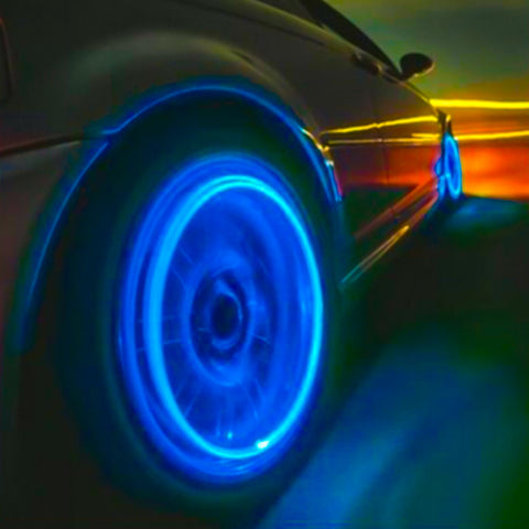 Ice Blue LED Auto Wheel Tyre Tire Air Valve Stem Cap Lights Bulbs Accessories 4x