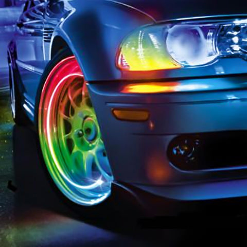 4x RGB LED Tire Tyre Air Valve Stem Cap Decor Flashing Light Car Bike Wheel Lamp