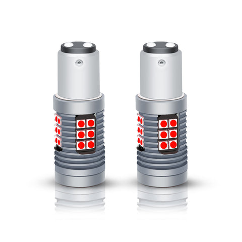 2x 1157 Red LED Strobe Flash 5 Times Brake Blink Rear Light Bulbs Bright Warning