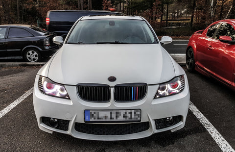 M-COLORED GRILLE INSERT TRIM TRI COLOR STRIPS BMW 3 SERIES 2006-08 PRE-LCI E90 E91 325i 328i 330i 335i M3(12 beam bars)