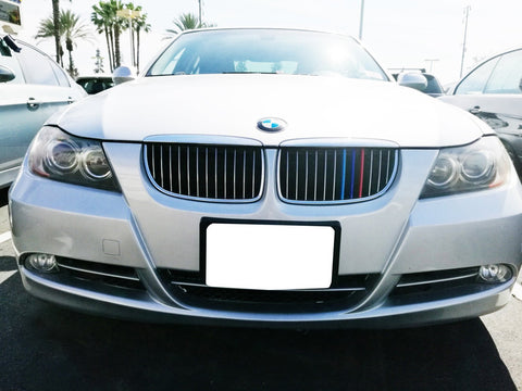 M-COLORED GRILLE INSERT TRIM TRI COLOR STRIPS BMW 3 SERIES 2006-08 PRE-LCI E90 E91 325i 328i 330i 335i M3(12 beam bars)