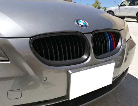 M-Colored Kidney Grille Insert Trim Tri Color Strips For BMW 5 Series 04-10 E60 525i 528i 535i 540i 545i 550i M5 (11 beam bars)