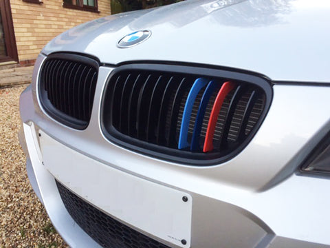 M-COLORED KIDNEY GRILLE INSERT TRIM SPORT STRIPS for BMW E90 E91 3 SERIES LCI 325i 328i 330i 335i 2009-2012 (12 beam bars)