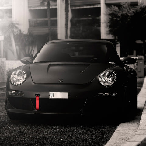 Blue / Black / Red JDM Style Tow Hole Adapter with Towing Strap for Porsche Panamera 970 Carrera 911 991