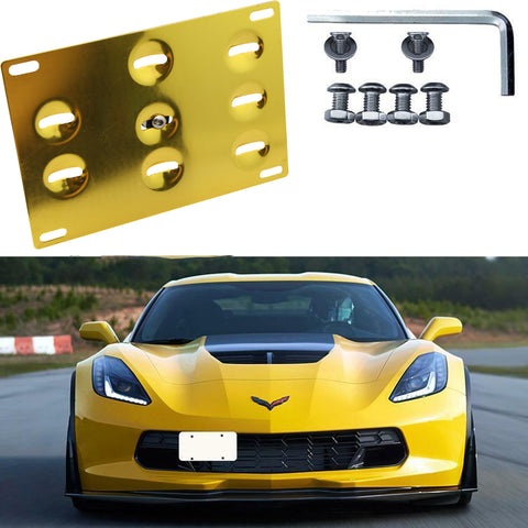 Black / Gold / Red Tow License Plate Frame Bumper Relocating Mount Bracket Kit for Chevy Corvette Z06/Z51/ZR1 2015-2019