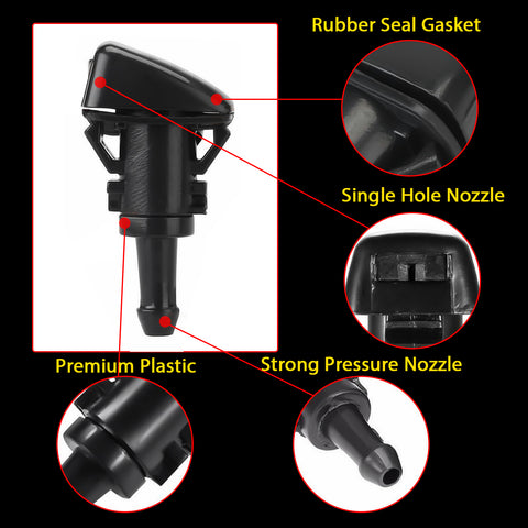 Front Windshield Washer Nozzles - Replacement for Chrysler, Dodge, Jeep, Ram - Replaces OEM #: 4805742AB, Spray Jet 2pcs Kit