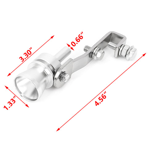 Aluminum Turbo Sound Whistle Exhaust Pipe Tailpipe BOV Blow-off Valve Simulator Muffler (XL, Silver)