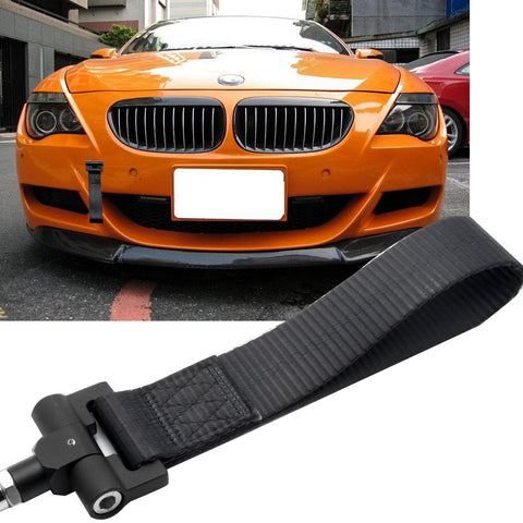 Blue / Black / Red JDM Style Tow Hole Adapter with Towing Strap for BMW 1 3 5 6 Series X5 X6, Fit Mini Cooper