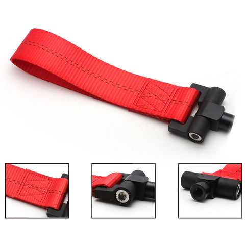 Blue / Black / Red JDM Style Tow Hole Adapter with Towing Strap for BMW 1 3 5 6 Series X5 X6, Fit Mini Cooper