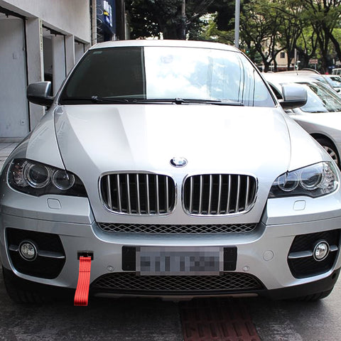 Blue / Black / Red JDM Style Tow Hole Adapter with Towing Strap for BMW 1 3 5 6 Series X5 X6, Fit Mini Cooper