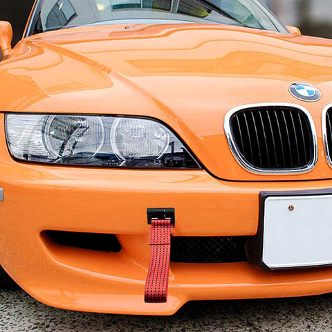 Blue / Black / Red JDM Style Tow Hole Adapter with Towing Strap for BMW 1 3 5 6 Series X5 X6, Fit Mini Cooper