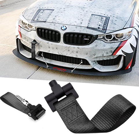 Red / Blue / Black JDM Style Tow Hole Adapter with Towing Strap for BMW X1 X3 X4 X5 X6 2 3 4 5 Fxx Series 2012+