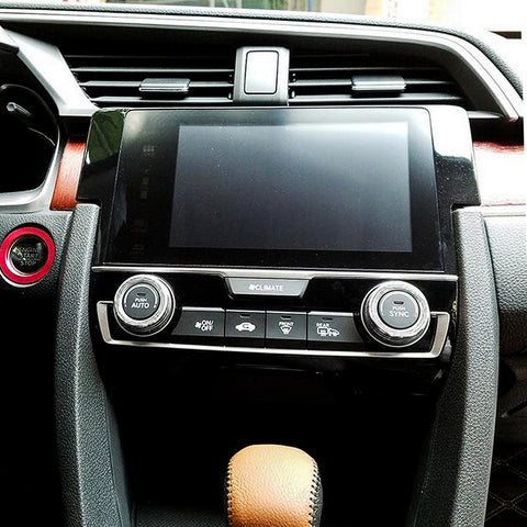 2x Red/Silver Anodized Aluminum AC Climate Control Ring Knob Covers For 16-up Honda Civic