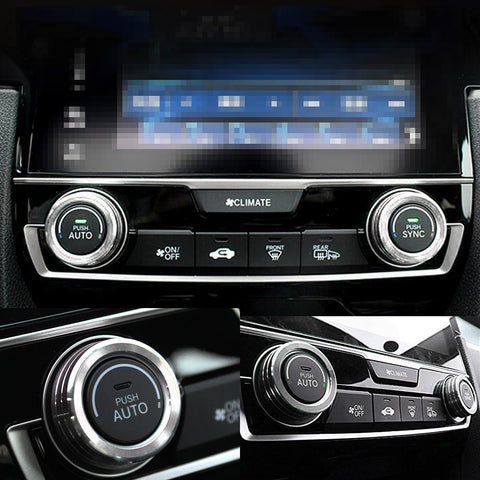 2x Red/Silver Anodized Aluminum AC Climate Control Ring Knob Covers For 16-up Honda Civic
