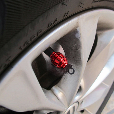 Tire Wheel Valve Stem Caps Set Air Dust Cover Caps Grenade Shape/Skull Shape