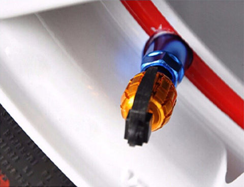 4x Tire Tyre Valve Stem Cap Gold Grenade Bomb Air Dust Cover Caps Universal Fit