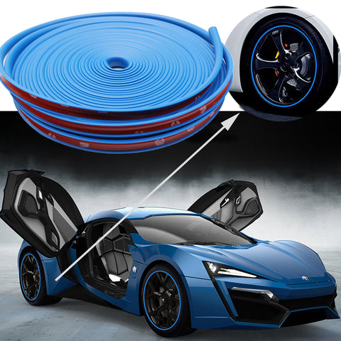 394" Yellow\ Green\ Gray\ Orange\ Blue Strip Car Wheel Hub Rim Protector Tire Ring Guard Rubber Sticker