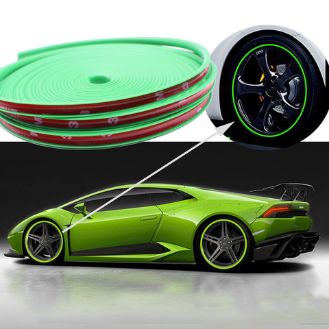 394" Yellow\ Green\ Gray\ Orange\ Blue Strip Car Wheel Hub Rim Protector Tire Ring Guard Rubber Sticker