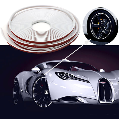 Red\ White 8M Car Rubber Stripe Wheel Hub Rim Edge Protection Tire Guard Sticker