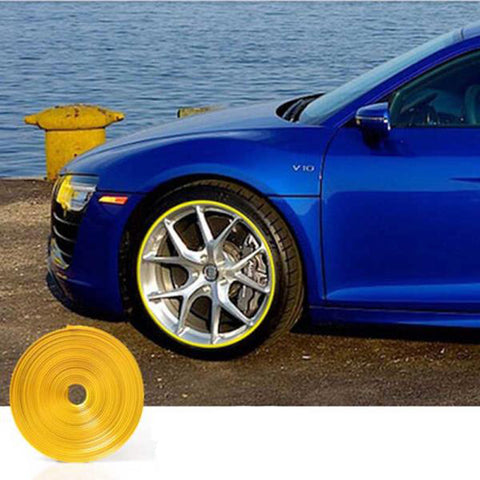 394" Yellow\ Green\ Gray\ Orange\ Blue Strip Car Wheel Hub Rim Protector Tire Ring Guard Rubber Sticker