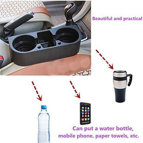 Car Seat Seam Wedge Storage Organizer Cup Holder Bottle Drink Phone Mount Stand Black Plastic, Universal Fit
